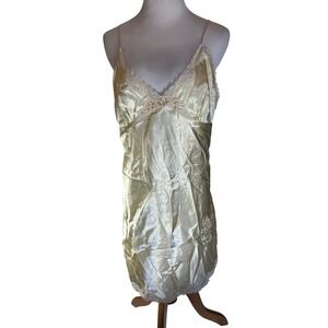 Secret Treasures Sleepwear Slip Dress Camisole‎ Lace Sequin Light Yellow 12 14